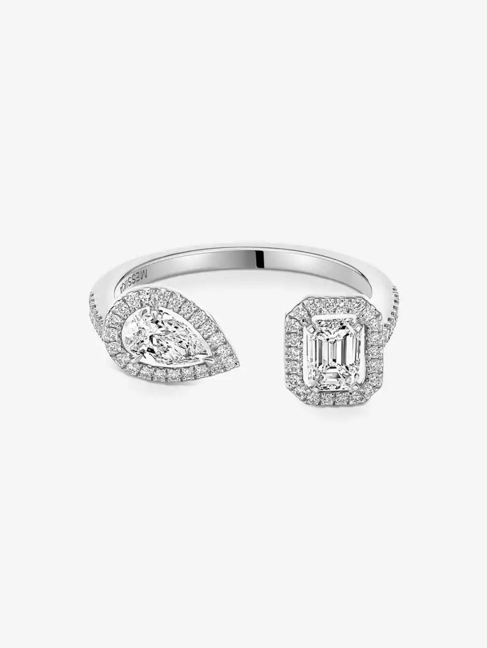 Messika Open-Style Silver Ring with White Crystals